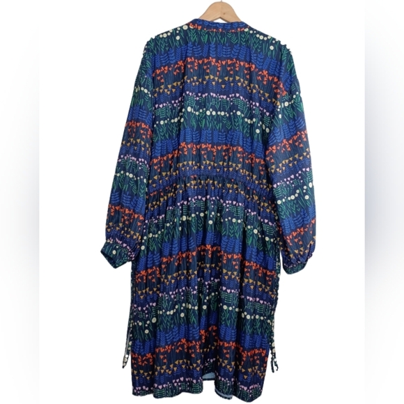 NWT Eloquii Floral Long-sleeved D-Ring Adjustable Keyhole Choker Midi Dress - Picture 3 of 16